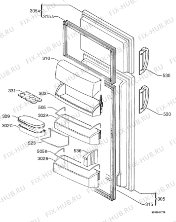 Взрыв-схема холодильника Aeg S2590-6 DT - Схема узла Door 003