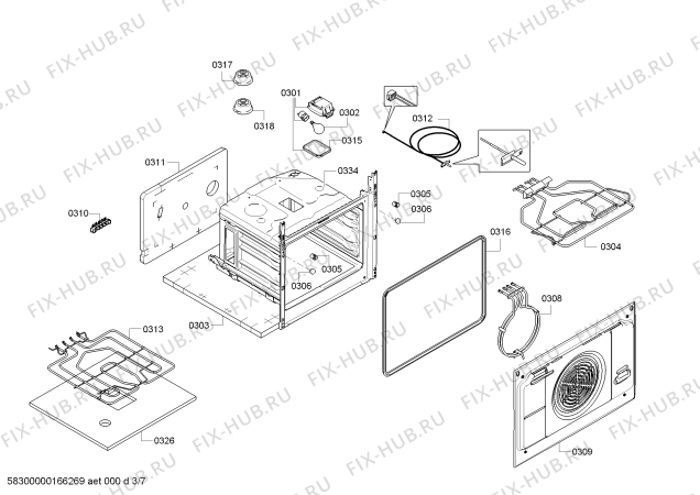 Взрыв-схема плиты (духовки) Siemens HC857283F - Схема узла 03