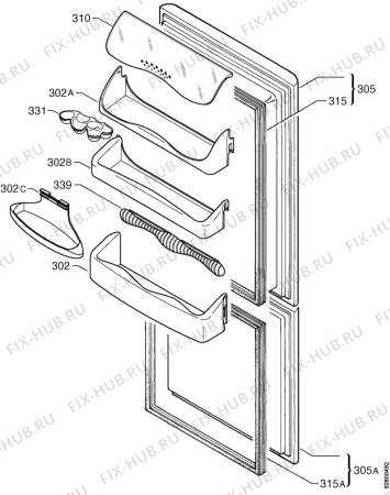 Взрыв-схема холодильника Zanussi ZK36SIL - Схема узла Door 003