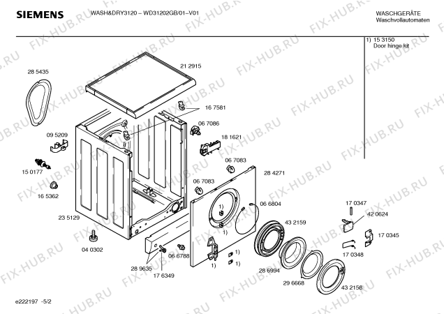 Схема №1 WD31202EU WASH&DRY3120 с изображением Таблица программ для стиральной машины Siemens 00183319