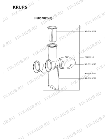 Взрыв-схема блендера (миксера) Krups F5057020(0) - Схема узла NP000596.3P3