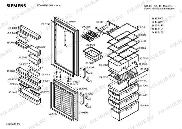 Схема №4 KGU32190 с изображением Втулка для холодильника Siemens 00188219