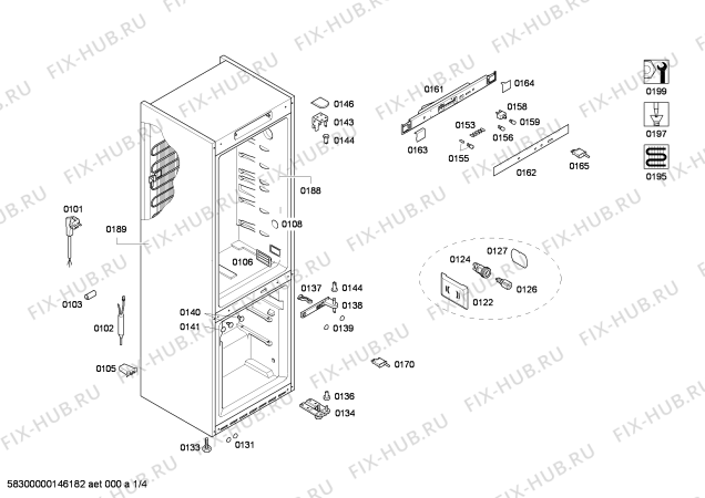 Схема №4 3KFL7654 с изображением Дверь морозильной камеры для холодильника Bosch 00686295