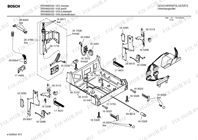 Схема №5 SRU4665 Silence comfort с изображением Панель для посудомоечной машины Bosch 00357065