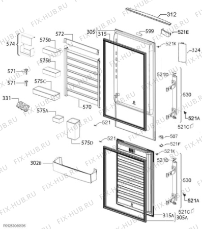 Взрыв-схема холодильника Electrolux EN3886MFX - Схема узла Door 003