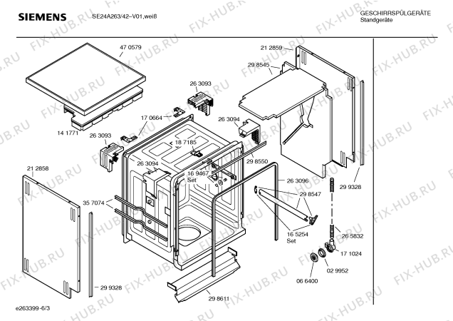 Взрыв-схема посудомоечной машины Siemens SE24A263 - Схема узла 03
