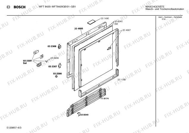 Взрыв-схема стиральной машины Bosch WFT8420GB WFT8420 - Схема узла 03