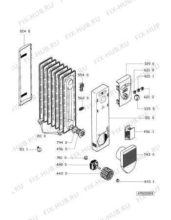 Схема №1 AMB 499 с изображением Часть корпуса для электрообогревателя Whirlpool 481945359215