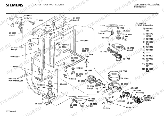 Взрыв-схема посудомоечной машины Siemens SN25100 - Схема узла 02