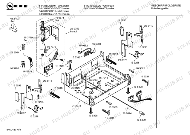 Взрыв-схема посудомоечной машины Neff S4431W0GB - Схема узла 05