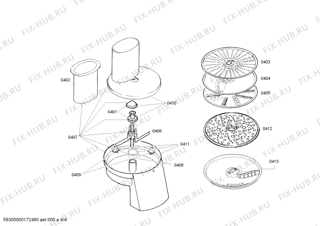 Взрыв-схема кухонного комбайна Bosch MUM4428 - Схема узла 04