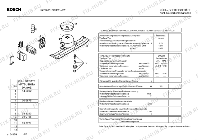 Взрыв-схема холодильника Bosch KGV26310CH - Схема узла 03