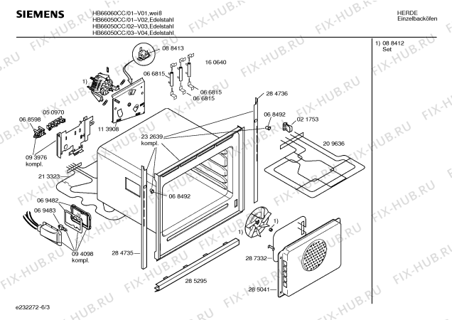 Взрыв-схема плиты (духовки) Siemens HB66060CC - Схема узла 03