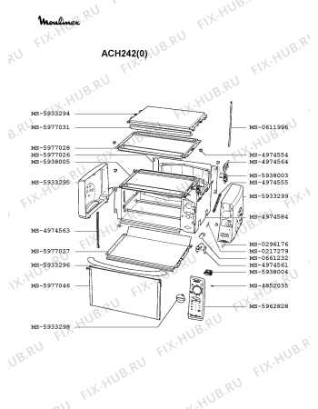 Взрыв-схема плиты (духовки) Moulinex ACH242(0) - Схема узла HP002118.5P2