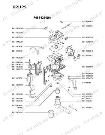 Взрыв-схема кофеварки (кофемашины) Krups F9864210(0) - Схема узла 3P001868.7P2