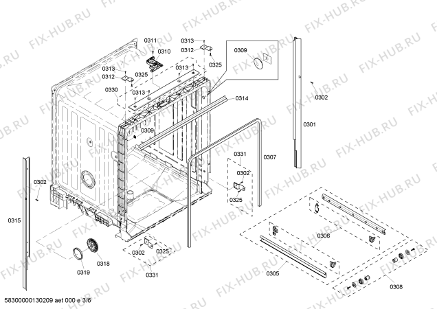 Взрыв-схема посудомоечной машины Bosch SHE4AM15UC - Схема узла 03