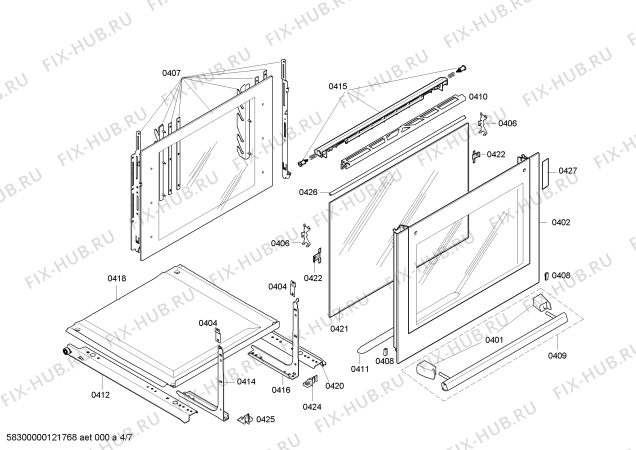 Схема №5 HL653240F с изображением Стеклокерамика для духового шкафа Siemens 00476447