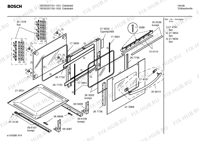 Взрыв-схема плиты (духовки) Bosch HEN5357 - Схема узла 04