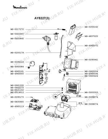 Взрыв-схема микроволновой печи Moulinex AY8227(3) - Схема узла 9P002308.5P3