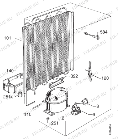 Взрыв-схема холодильника No Brand IN3190 - Схема узла Cooling system 017