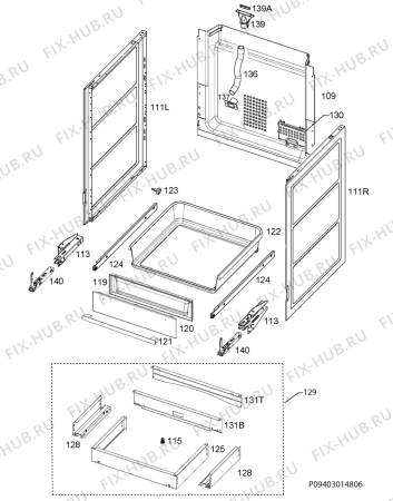 Взрыв-схема плиты (духовки) Electrolux EKC6030CJW - Схема узла Housing 001