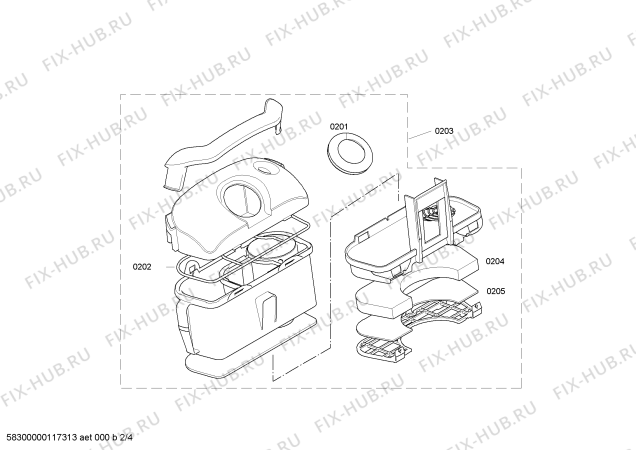 Взрыв-схема пылесоса Bosch BSD2883 BOSCH bag • bagless 1800 W - Схема узла 02