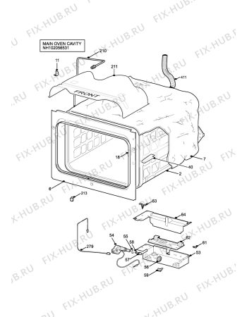 Взрыв-схема плиты (духовки) Parkinson Cowan LYR55G2WL - Схема узла H10 Main Oven Cavity (large)