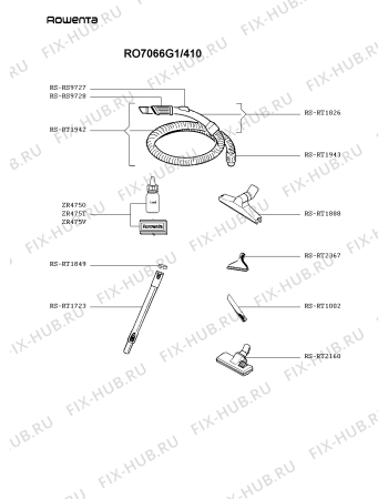 Взрыв-схема пылесоса Rowenta RO7066G1/410 - Схема узла UP002688.6P2