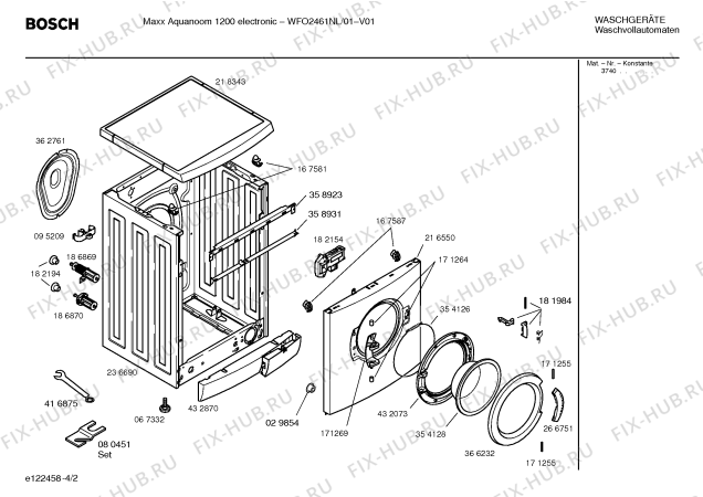 Взрыв-схема стиральной машины Bosch WFO2461NL Maxx Aquanoom 1200 - Схема узла 02