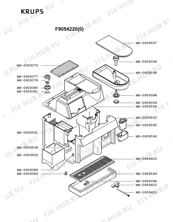 Взрыв-схема кофеварки (кофемашины) Krups F9054220(0) - Схема узла GP001877.2P5