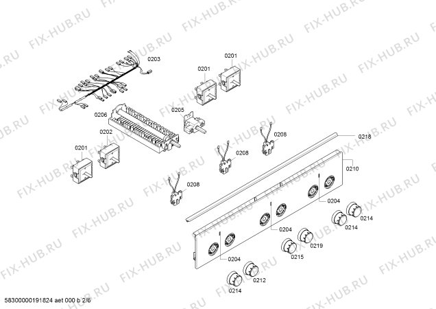 Взрыв-схема плиты (духовки) Bosch HCA523120R - Схема узла 02