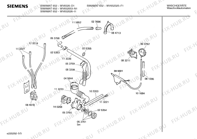 Взрыв-схема стиральной машины Siemens WV652325 SIWAMAT PLUS 652 - Схема узла 05