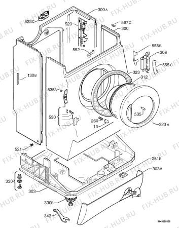 Взрыв-схема стиральной машины Rex Electrolux RJ1600VA - Схема узла Housing 001