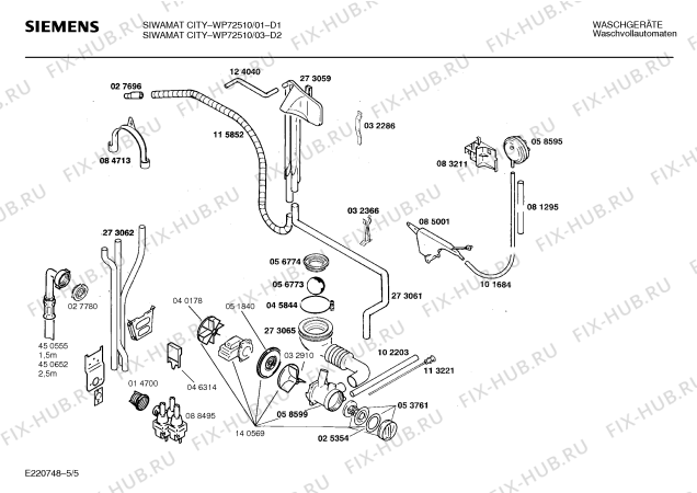 Взрыв-схема стиральной машины Siemens WP72510 SIWAMAT CITY - Схема узла 05