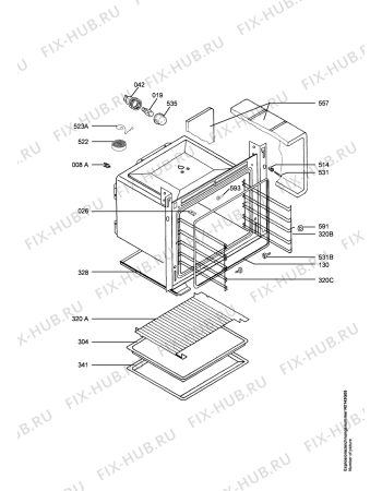 Взрыв-схема плиты (духовки) Aeg E31412-2-W - Схема узла Oven