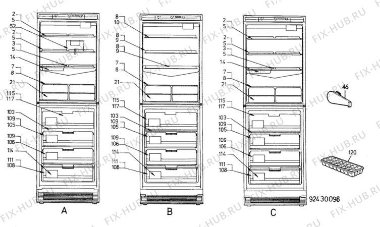 Взрыв-схема холодильника Electrolux ER3211B - Схема узла C10 Interior