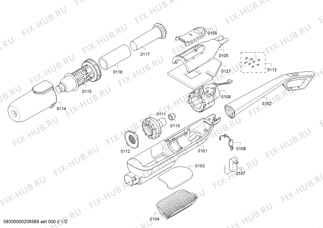 Схема №1 BBH52550 LithiumPower 25.2V с изображением Ручка для пылесоса Bosch 11002288