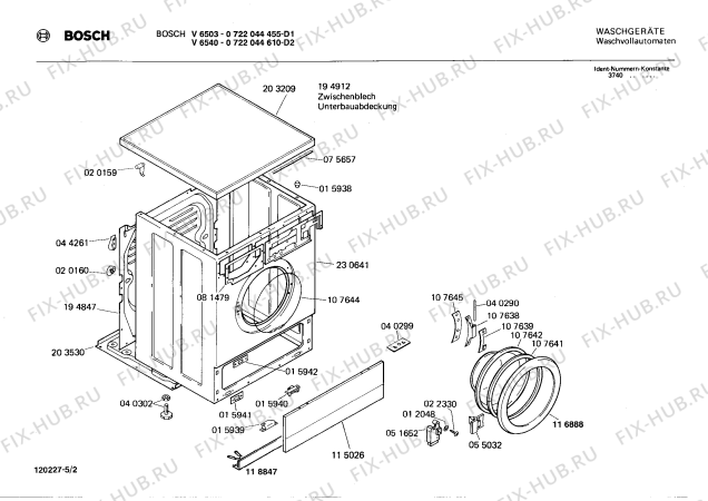 Взрыв-схема стиральной машины Bosch 0722044610 V6540 - Схема узла 02