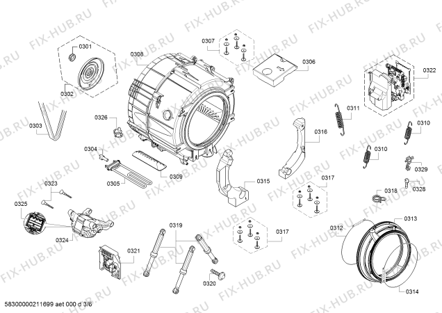 Взрыв-схема стиральной машины Bosch WAT286H0GB - Схема узла 03