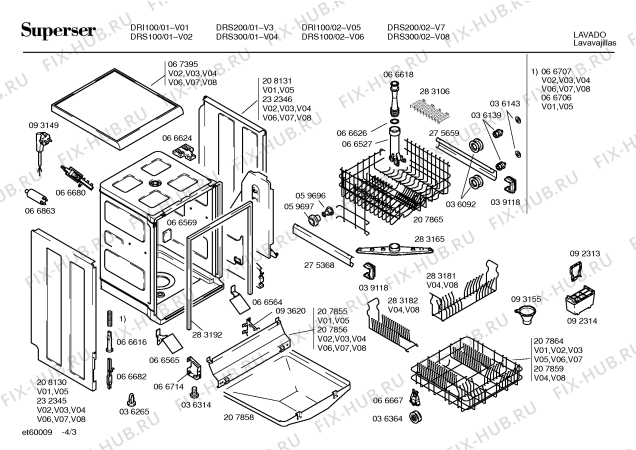 Схема №2 DRS100 с изображением Передняя панель для посудомоечной машины Bosch 00232451