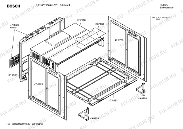 Взрыв-схема плиты (духовки) Bosch HEN43T150 - Схема узла 05