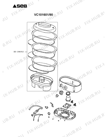 Взрыв-схема мультиварки (пароварки) Seb VC101601/90 - Схема узла WP003851.6P2