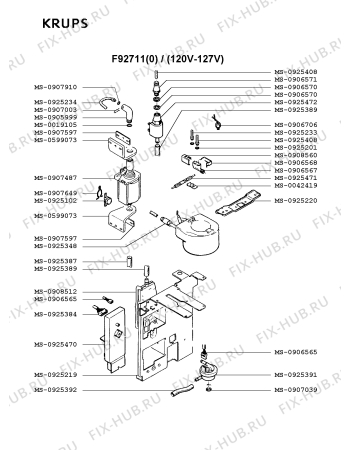 Взрыв-схема кофеварки (кофемашины) Krups F92711(0) - Схема узла ZP001882.7P3