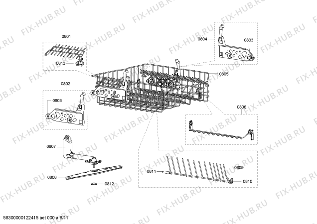 Схема №6 SM67M350CH с изображением Пружина для посудомойки Siemens 00663890