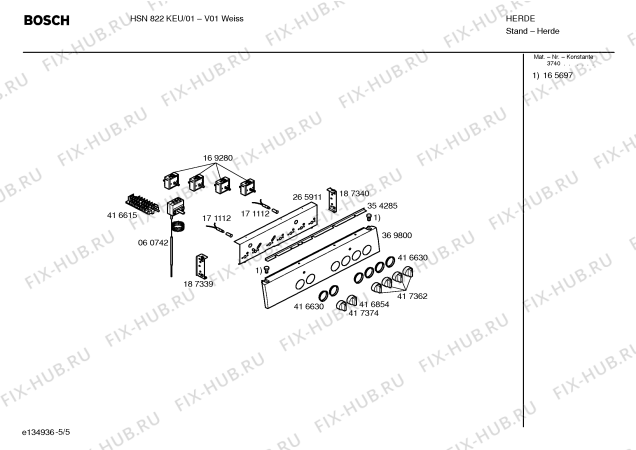 Схема №5 HSN822KEU с изображением Инструкция по эксплуатации для электропечи Bosch 00585892