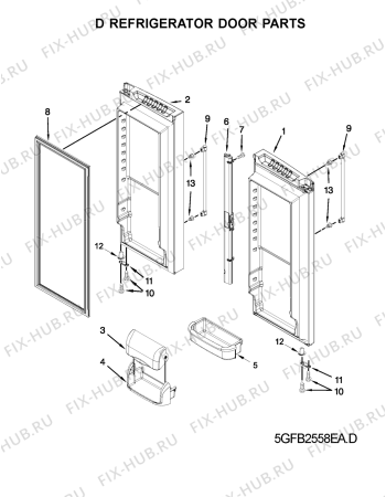 Схема №3 KRFC - 9010  B с изображением Спецфильтр для холодильника Whirlpool 480181700573
