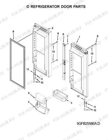 Схема №3 5GFB2058EA с изображением Запчасть для холодильника Whirlpool 482000095880