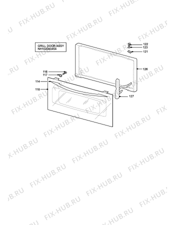 Взрыв-схема плиты (духовки) Tricity Bendix DSIE500W  (DIXONS) - Схема узла H10 Grill door assy