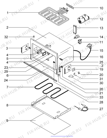 Взрыв-схема плиты (духовки) Juno Electrolux JEB95211E - Схема узла Oven