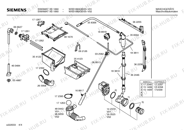 Схема №2 WXB1060GB SIWAMAT XB1060 с изображением Инструкция по эксплуатации для стиральной машины Siemens 00582794